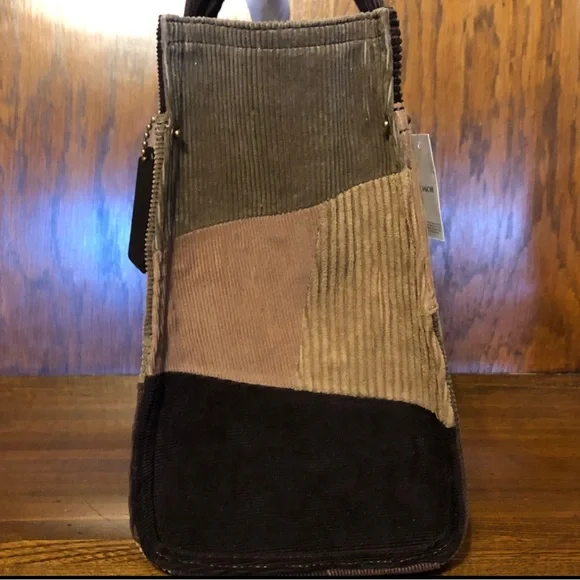 NWT-Coach-Repurposed Corduroy-Cargo Tote Bag-Maple Color-Patchwork Designs - Picture 5 of 16
